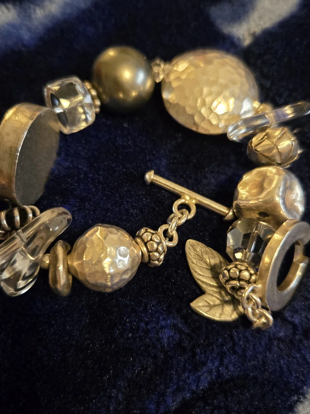 925 Sterling Silver-Accent Pearl & Crystal Charm Bracelet - White and Silver